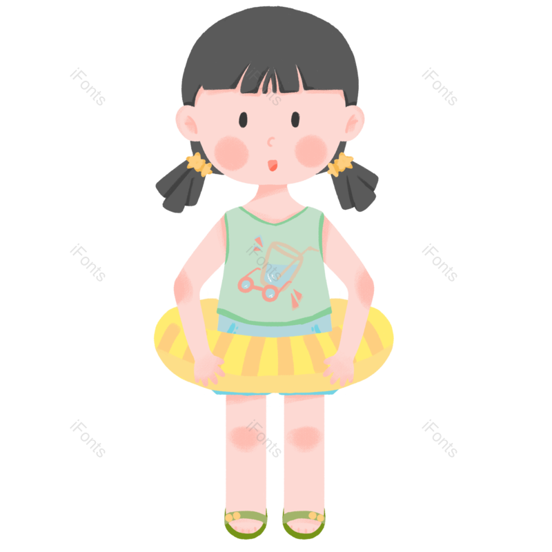 夏天图片,夏日元素,女孩PNG,游泳免抠素材